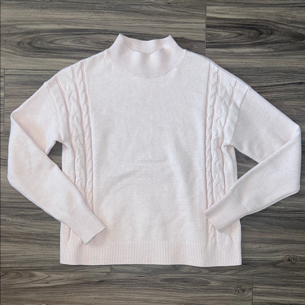 Banana Republic Light Pink Cable Mock Neck Sweater